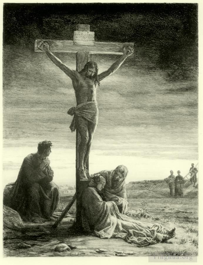 卡尔·海因里希·布洛赫 的各类绘画作品 -  《基督被钉十字架》