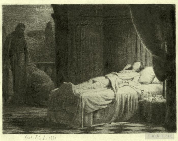 卡尔·海因里希·布洛赫 的各类绘画作品 -  《睚鲁女儿的抚养》
