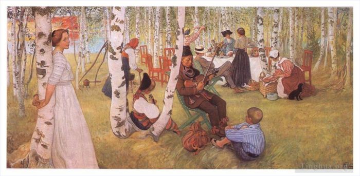卡尔·拉森 的油画作品 -  《露天早餐,1913》
