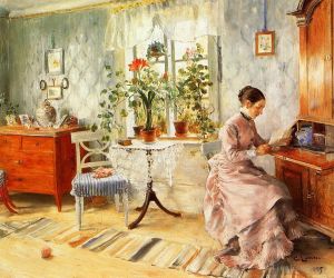 艺术家卡尔·拉森作品《一位女士正在读书的室内装饰》