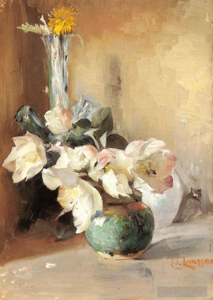 卡尔·拉森 的各类绘画作品 -  《诺埃尔玫瑰花》