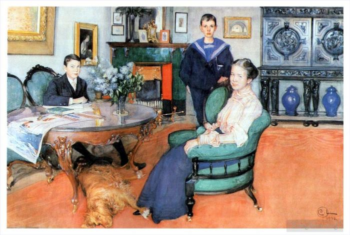 卡尔·拉森 的各类绘画作品 -  《哈康达加和埃德加,1902》