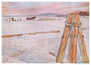 艺术家卡尔·拉森作品《收获冰,1905》