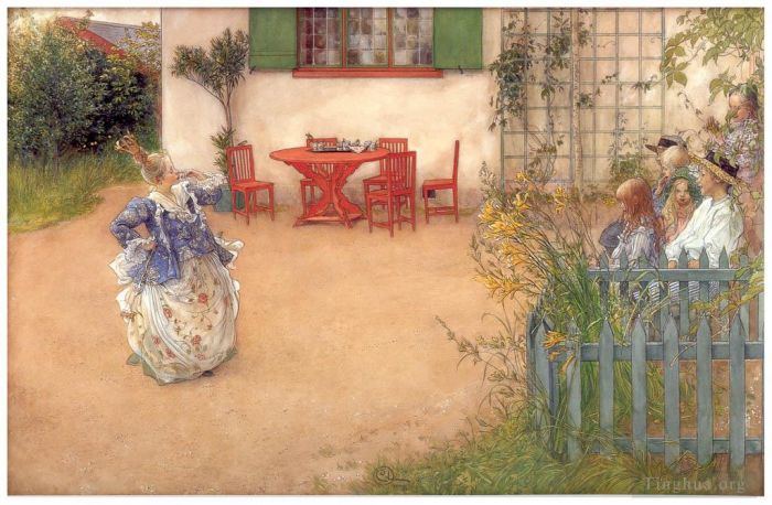 卡尔·拉森 的各类绘画作品 -  《青鸟莉丝贝,1900》