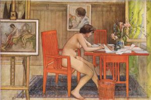 艺术家卡尔·拉森作品《模特写明信片,1906》