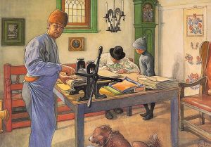 艺术家卡尔·拉森作品《我的酸性工作室，我在那里进行蚀刻，1910,年》
