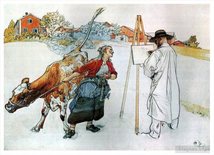 卡尔·拉森 的各类绘画作品 -  《在农场1905》