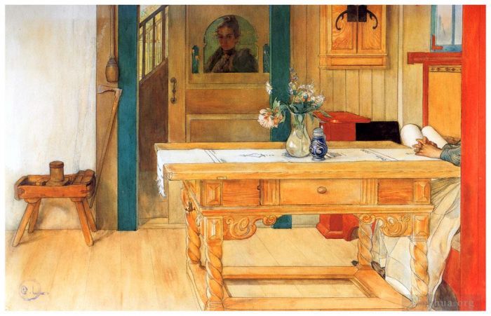 卡尔·拉森 的各类绘画作品 -  《周日休息,1900》