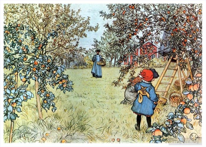 卡尔·拉森 的各类绘画作品 -  《1903年苹果丰收》