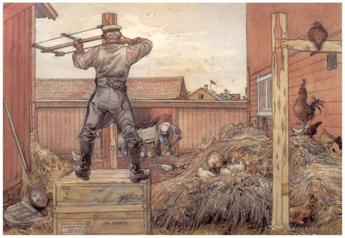 卡尔·拉森 的各类绘画作品 -  《粪肥堆,1906》