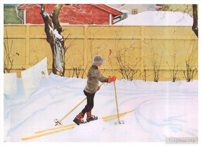卡尔·拉森 的各类绘画作品 -  《滑雪者》