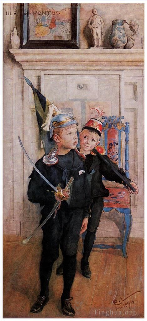 卡尔·拉森 的各类绘画作品 -  《乌尔夫和庞图斯,1894》