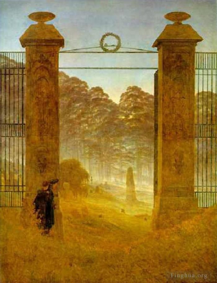 卡斯帕·大卫·弗里德里希 的油画作品 -  《黄昏的公墓,HSE》