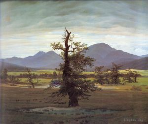 艺术家卡斯帕·大卫·弗里德里希作品《弗里德里希景观与孤树》