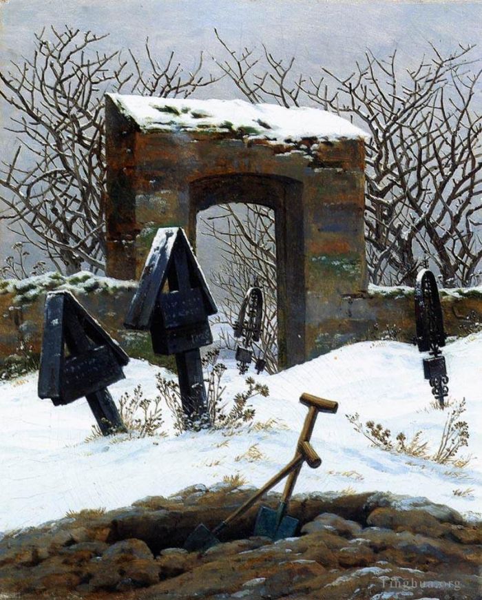 卡斯帕·大卫·弗里德里希 的油画作品 -  《雪下的墓地》