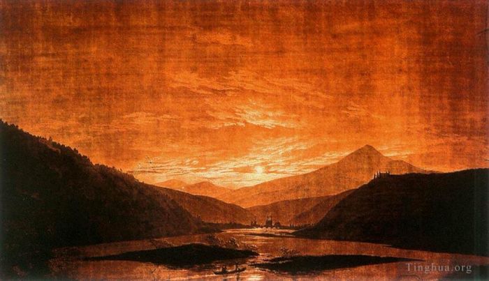卡斯帕·大卫·弗里德里希 的油画作品 -  《山区河流景观》