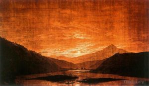 艺术家卡斯帕·大卫·弗里德里希作品《山区河流景观》