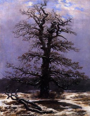 艺术家卡斯帕·大卫·弗里德里希作品《雪中的橡树》