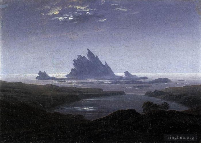 卡斯帕·大卫·弗里德里希 的油画作品 -  《海岸上的岩石礁石》