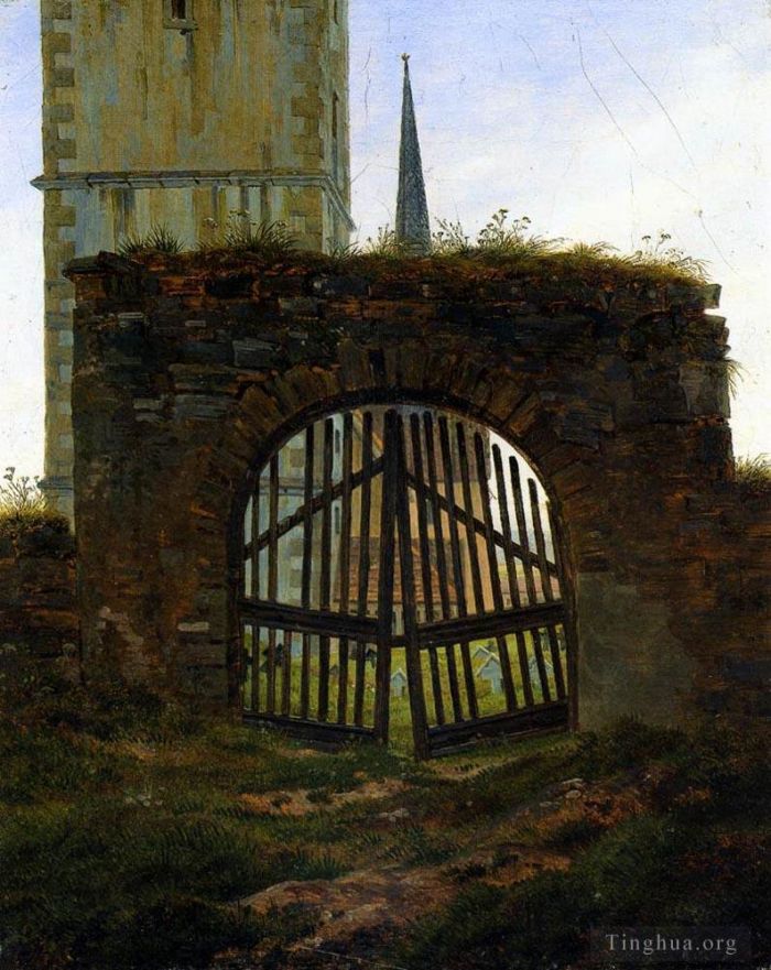 卡斯帕·大卫·弗里德里希 的油画作品 -  《墓地大门》