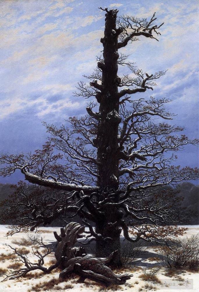 卡斯帕·大卫·弗里德里希 的油画作品 -  《雪中的橡树》