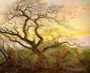 艺术家卡斯帕·大卫·弗里德里希作品《乌鸦之树》