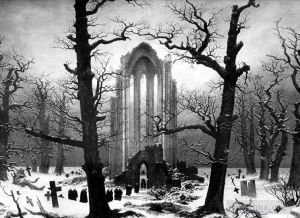 艺术家卡斯帕·大卫·弗里德里希作品《雪中修道院墓地,CDF》
