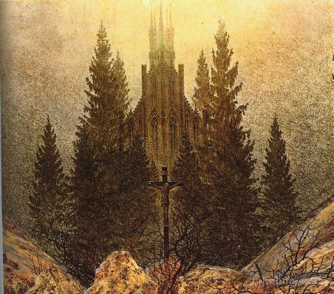 卡斯帕·大卫·弗里德里希 的各类绘画作品 -  《杜塞尔多夫山上的十字架艺术博物馆》