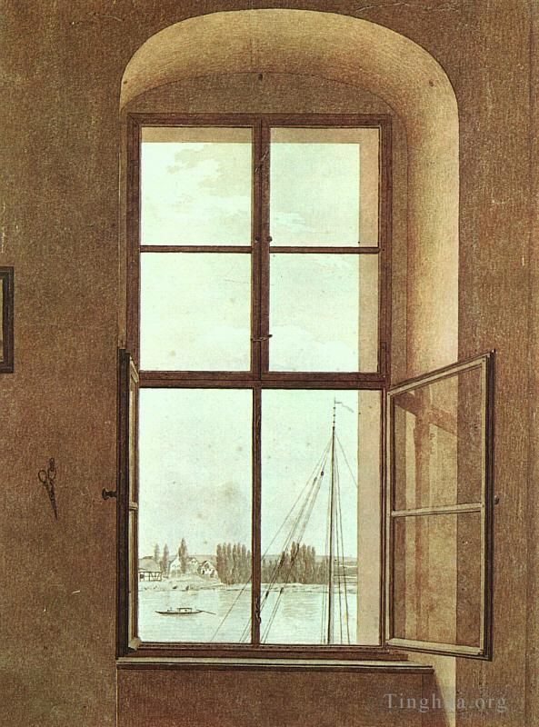 卡斯帕·大卫·弗里德里希 的各类绘画作品 -  《从画家工作室看到的景色》