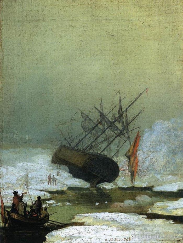 卡斯帕·大卫·弗里德里希 的各类绘画作品 -  《浪漫的海沉船》