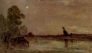 艺术家查尔斯-弗朗索瓦·多比尼作品《Abreuvoir,月光效应》