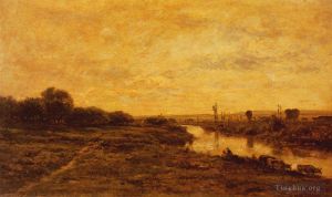 艺术家查尔斯-弗朗索瓦·多比尼作品《塞纳河畔孔弗兰》