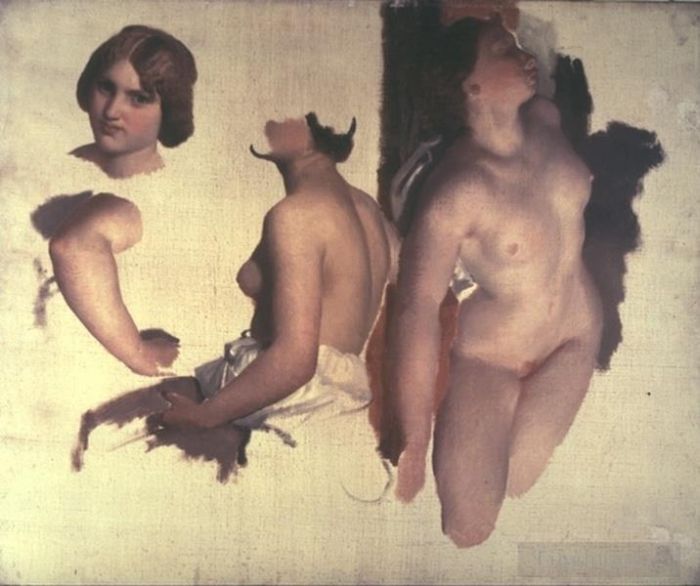 查尔斯·格莱尔 的油画作品 -  《裸体酒神舞曲》