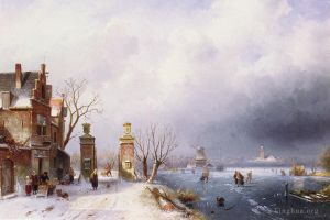 艺术家查尔斯·雷科特作品《比利时,181,至,1907A,阳光明媚的冬季兰斯卡》