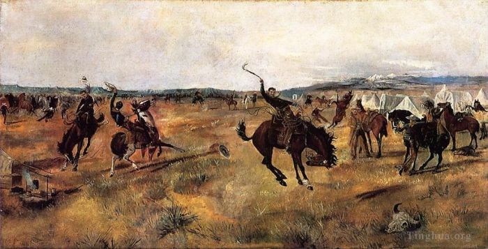 查尔斯·马里昂·拉瑟尔 的油画作品 -  《破营》