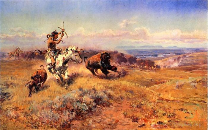 查尔斯·马里昂·拉瑟尔 的油画作品 -  《猎人的马又名鲜肉》