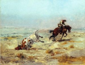 艺术家查尔斯·马里昂·拉瑟尔作品《套索一头牛》