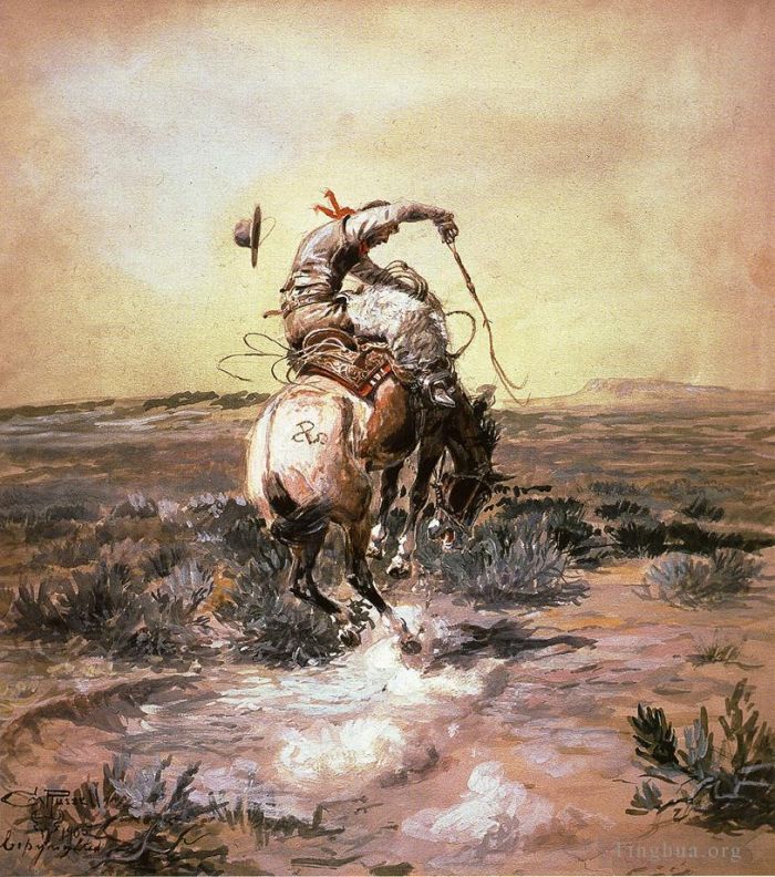 查尔斯·马里昂·拉瑟尔 的各类绘画作品 -  《狡猾的骑手》
