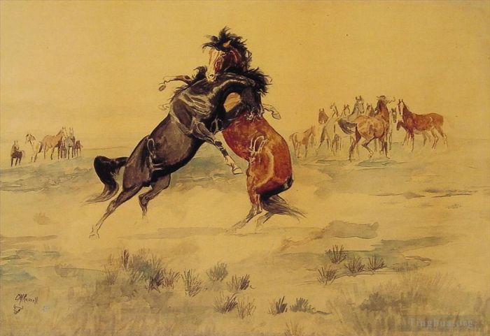 查尔斯·马里昂·拉瑟尔 的各类绘画作品 -  《挑战赛马》