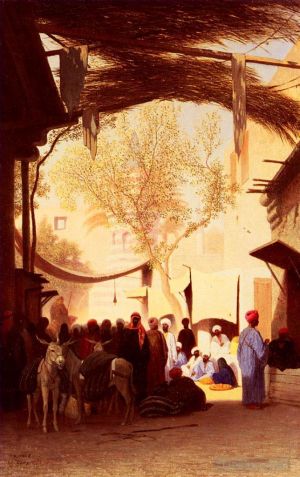 艺术家查尔斯-西奥多·弗雷尔作品《开罗,市场广场》