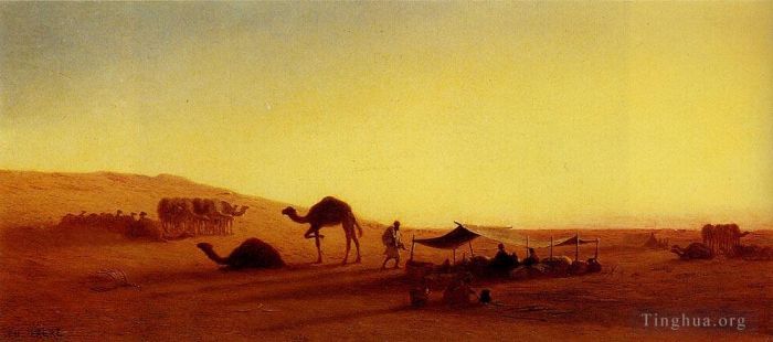 查尔斯-西奥多·弗雷尔 的油画作品 -  《阿拉伯营地1》