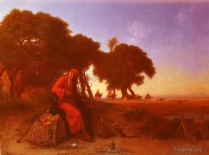 艺术家查尔斯-西奥多·弗雷尔作品《阿拉伯营地》