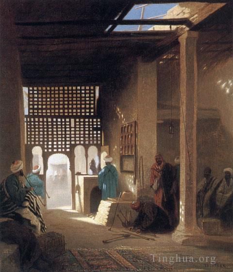 查尔斯-西奥多·弗雷尔 的油画作品 -  《摩尔咖啡馆的内部》