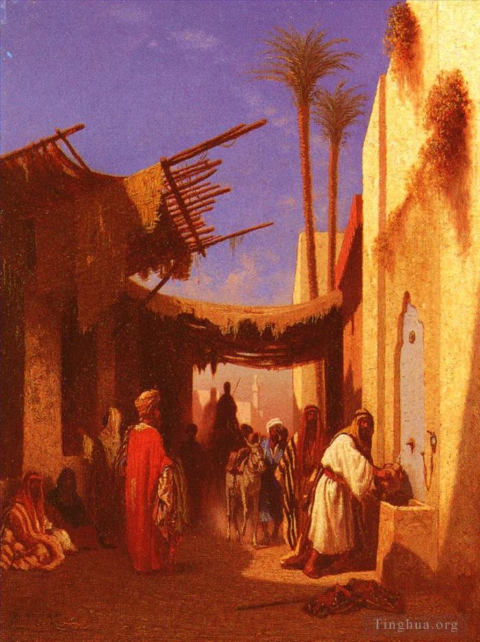 查尔斯-西奥多·弗雷尔 的油画作品 -  《大马士革街道第,1,部分》