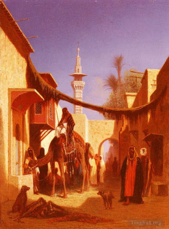 查尔斯-西奥多·弗雷尔 的油画作品 -  《大马士革街道第二部分》