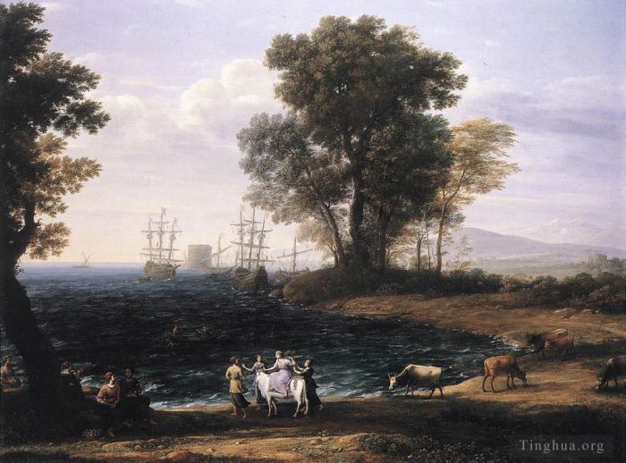 克劳德·洛兰 的油画作品 -  《欧罗巴被掠夺的海岸场景》