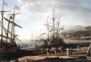 艺术家克劳德·洛兰作品《海军陆战队员与烧船的特洛伊人》