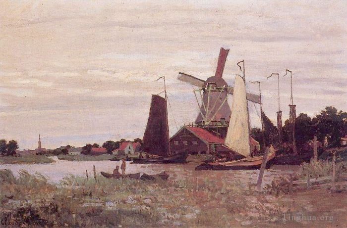 克劳德·莫奈 的油画作品 -  《赞丹的风车》