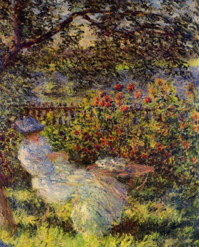 克劳德·莫奈 的油画作品 -  《爱丽丝·霍斯德在花园里》