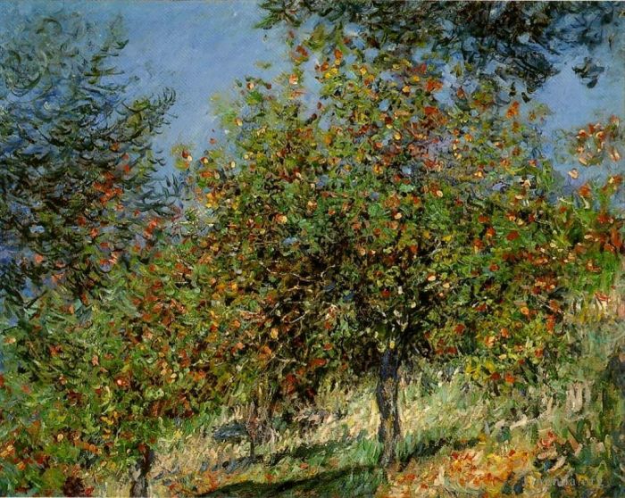 克劳德·莫奈 的油画作品 -  《Chantemesle,山上的苹果树》